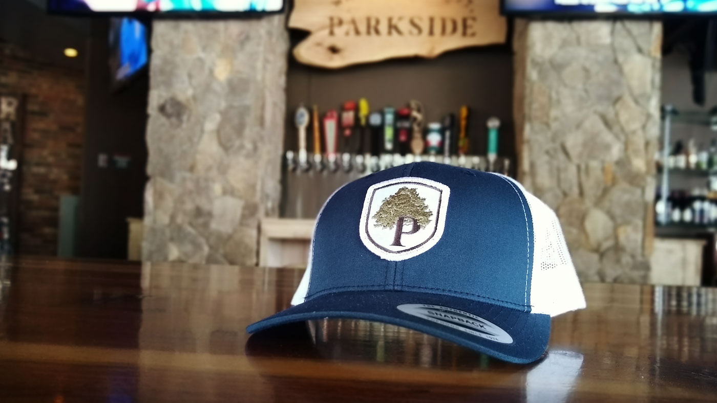 Navy Yupoong retro trucker with Parkside badge patch design