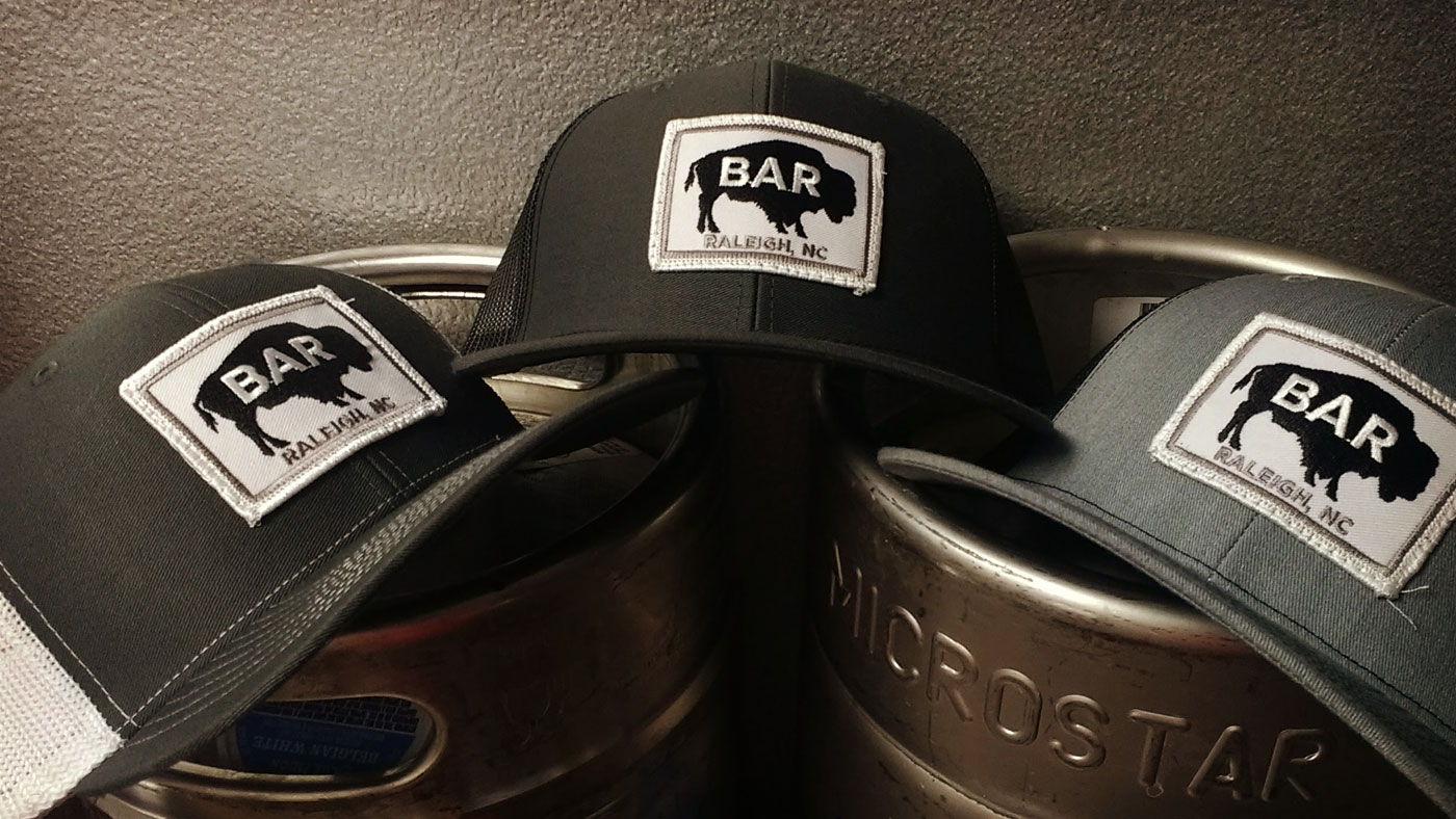 Raleigh NC buffalo bar patch design on popular hat variety choices 