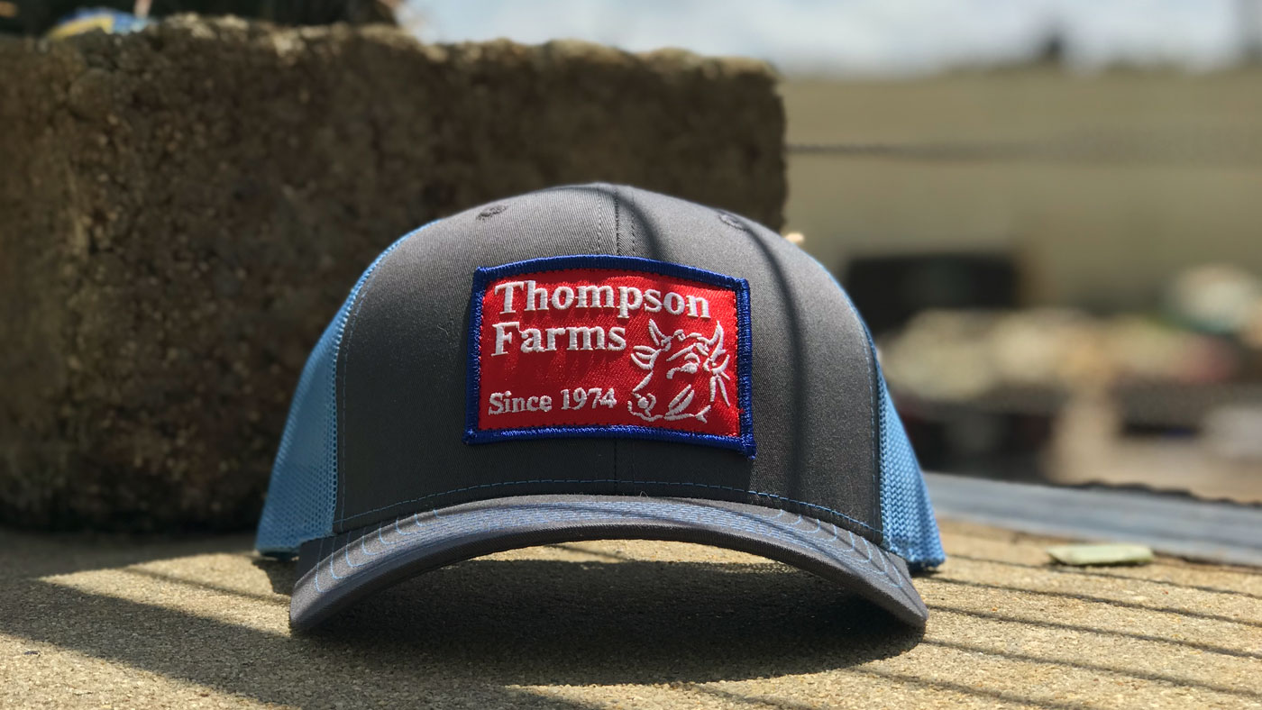 Custom patch hat embroidered with Farm company logo 