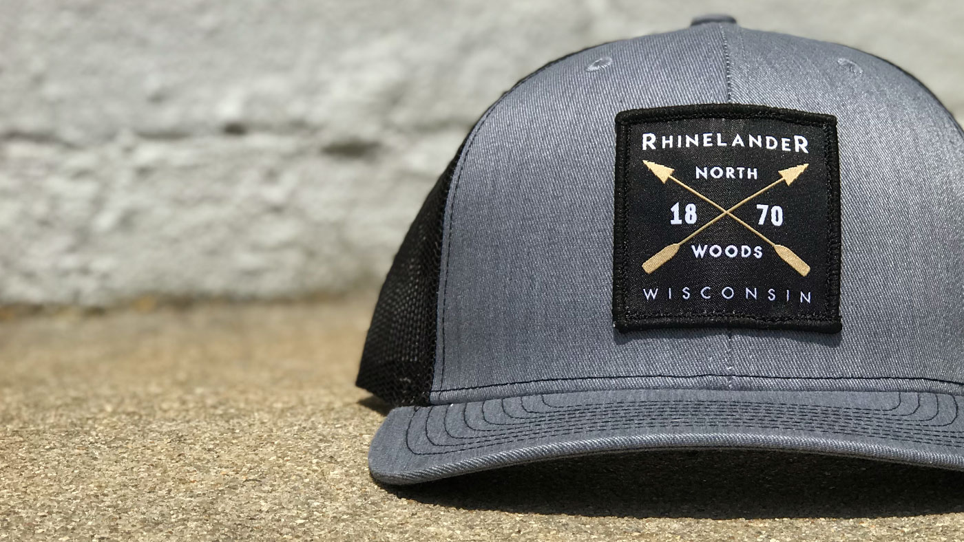 Wisconsin paddle customized cap with matching black fabric patch 