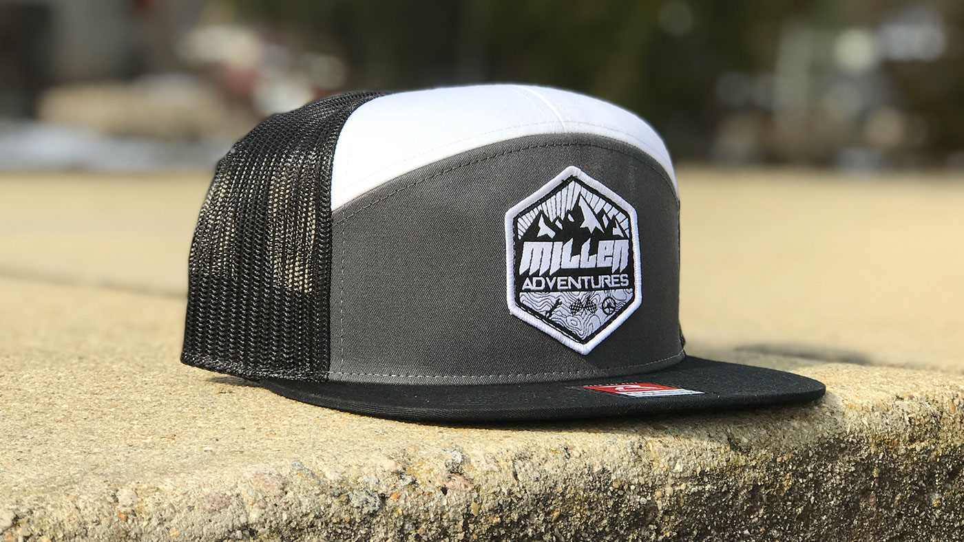 Millen Adventures custom 7 panel trucker by Richardson 