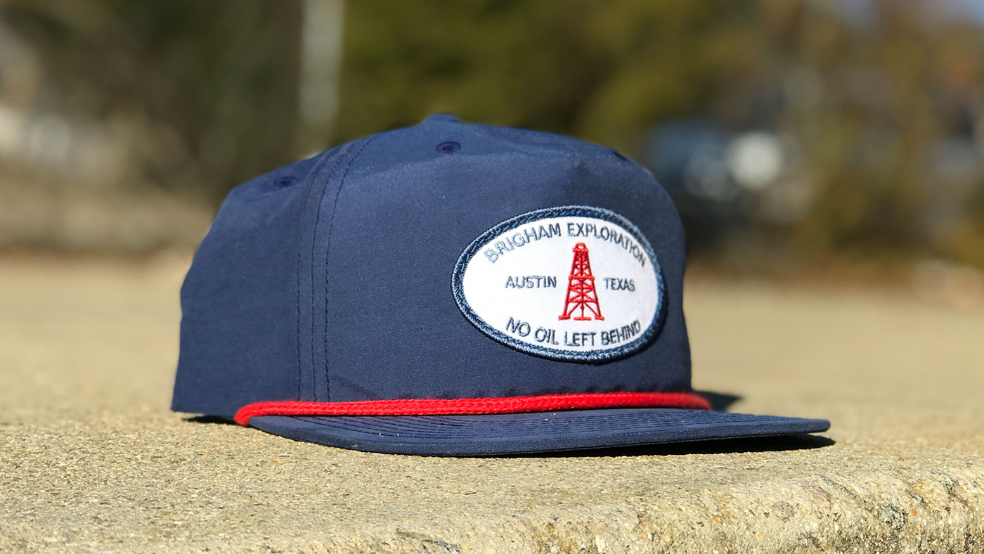 custom oil company logo on rope cap