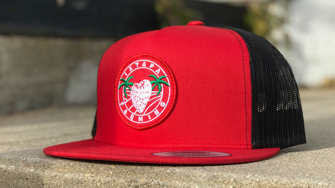 Strawberry farm customized red and black high profile snapback 
