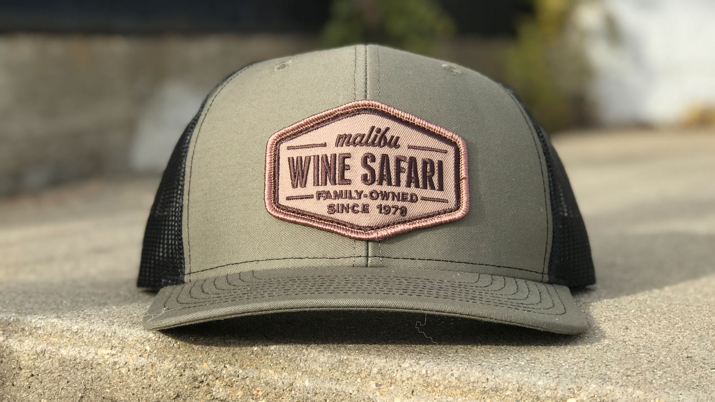 Mesh cap with Embroidered Malibu Wine patch 