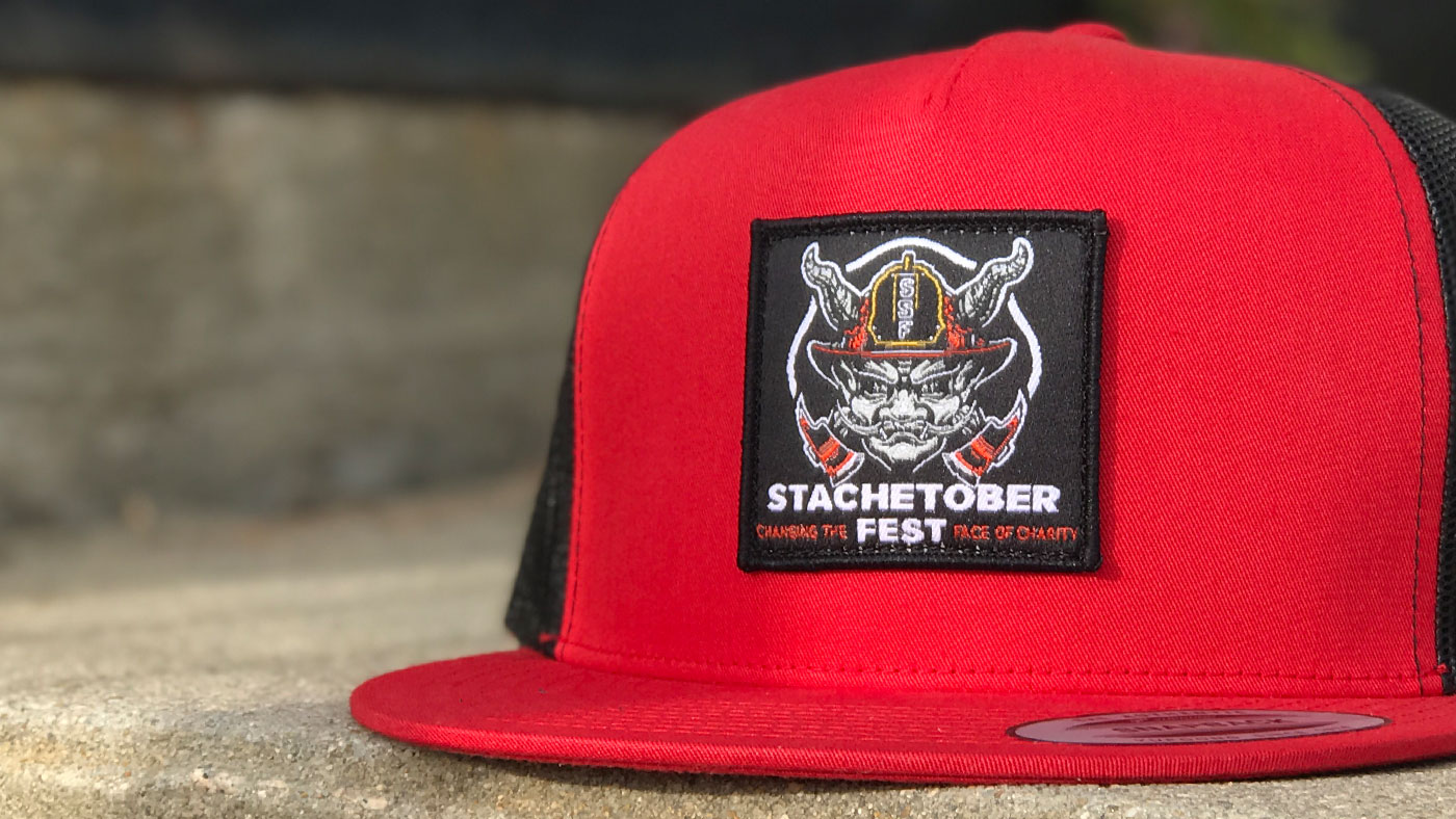customized red high profile snapback for firefighters 