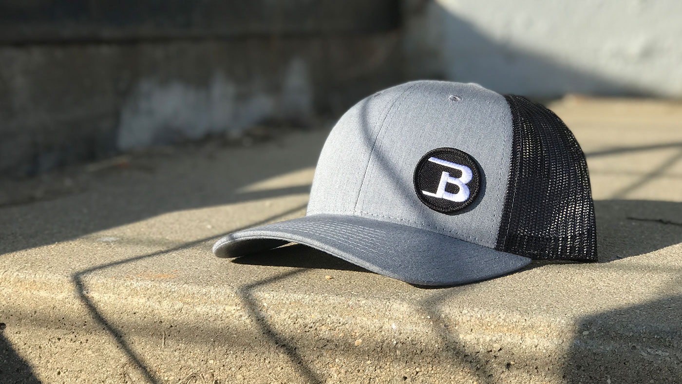 Embroidered circle logo on a hat 