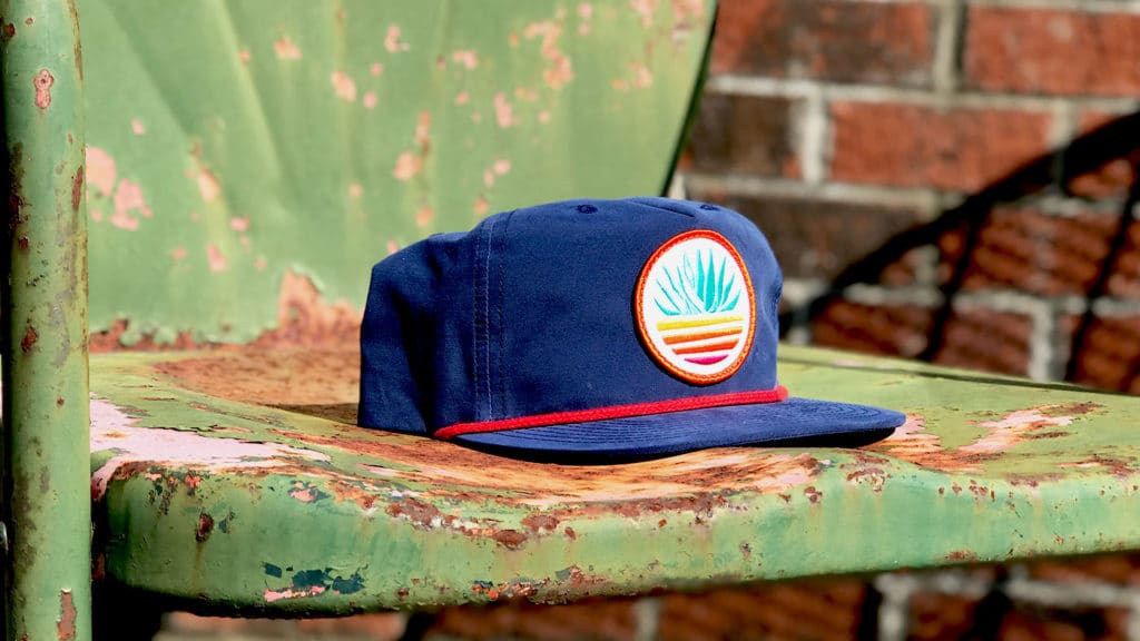 Retro navy and red gramps hat with colorful patch