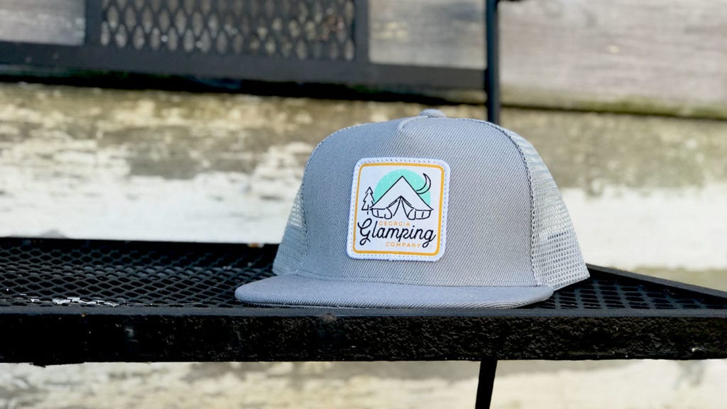 heather grey trucker customized for camping trip