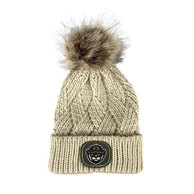 August Caps Fur Pom White Patch August Caps Fur Pom White Patch