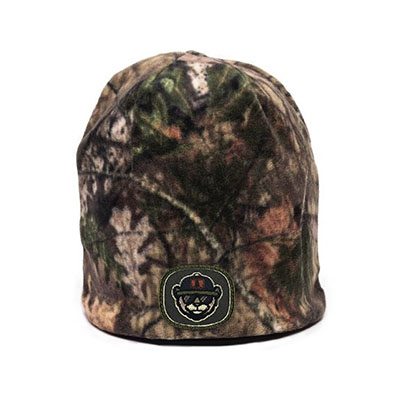 3DOutdoor Cap FCB 150 Fleece Camo Beanie Mossy Oak BreakUp Country:Black Patch