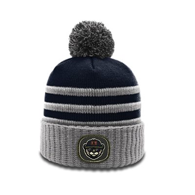 Richardson Pom Beanie 134 Navy Grey White Patch Cap
