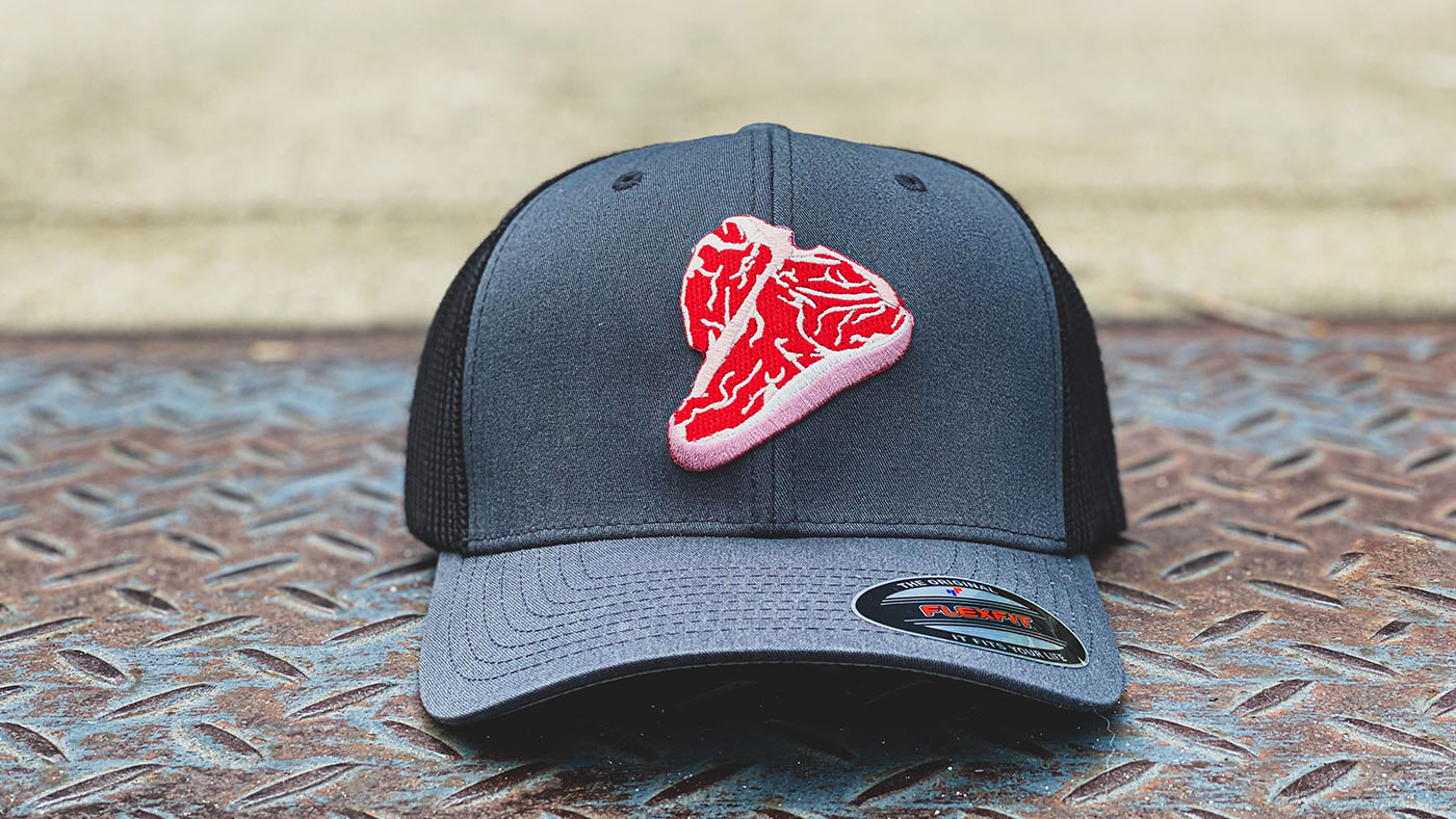 unique patch design on a flexfit hat 