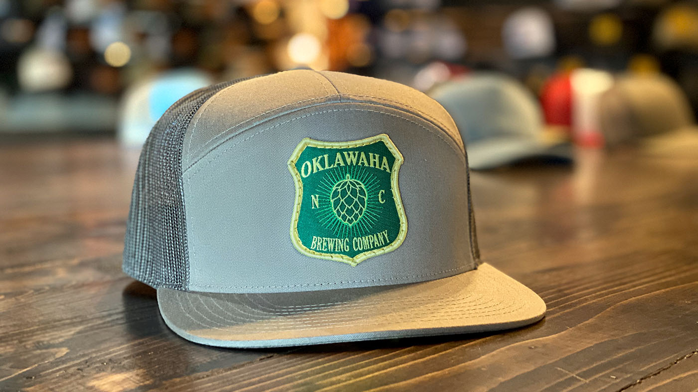 7 Panel with embroidered brewery company logo