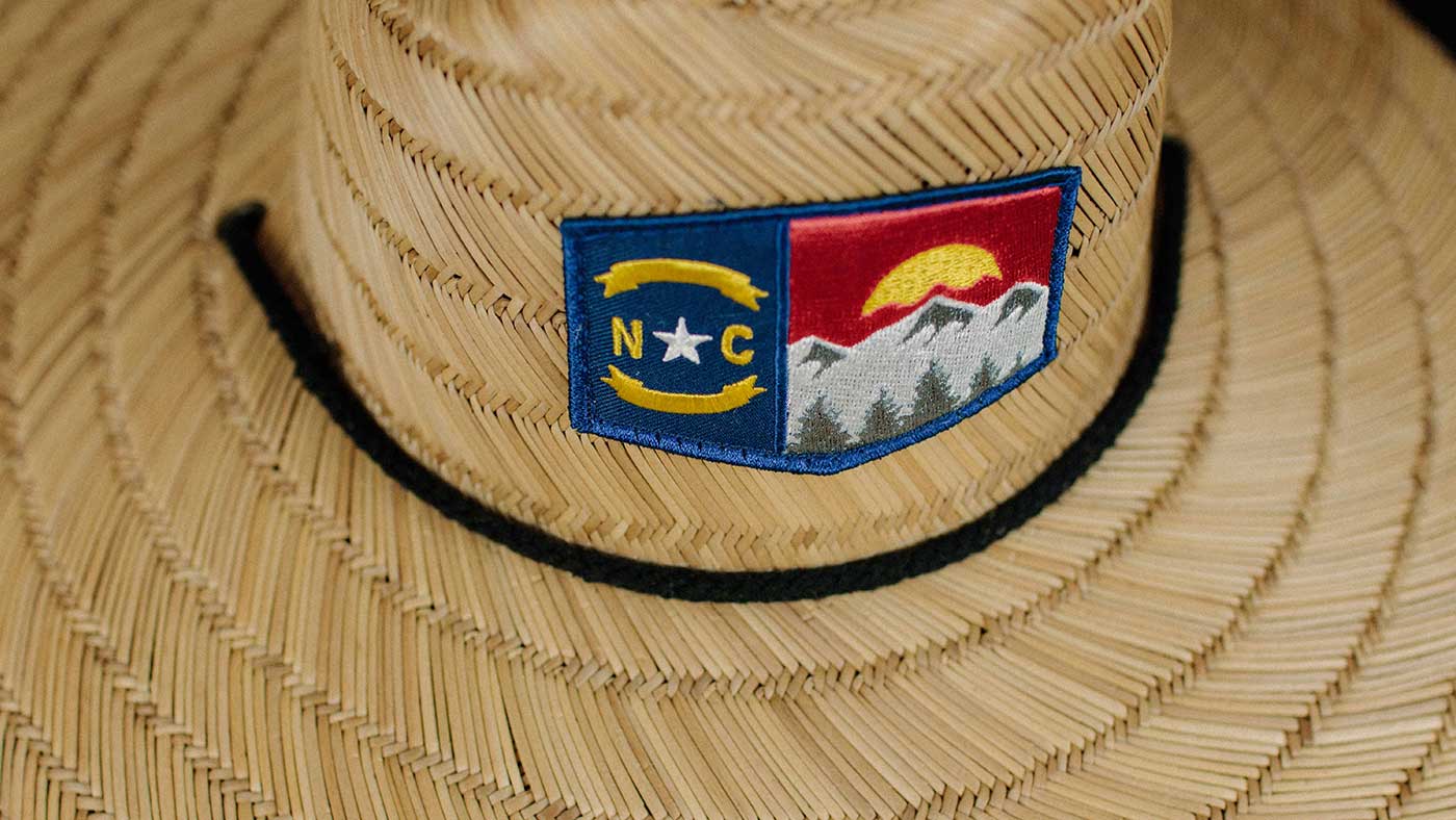 custom straw hat with patch