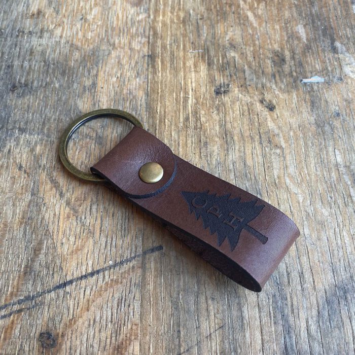 Chocolate Custom Leather Keychain Back