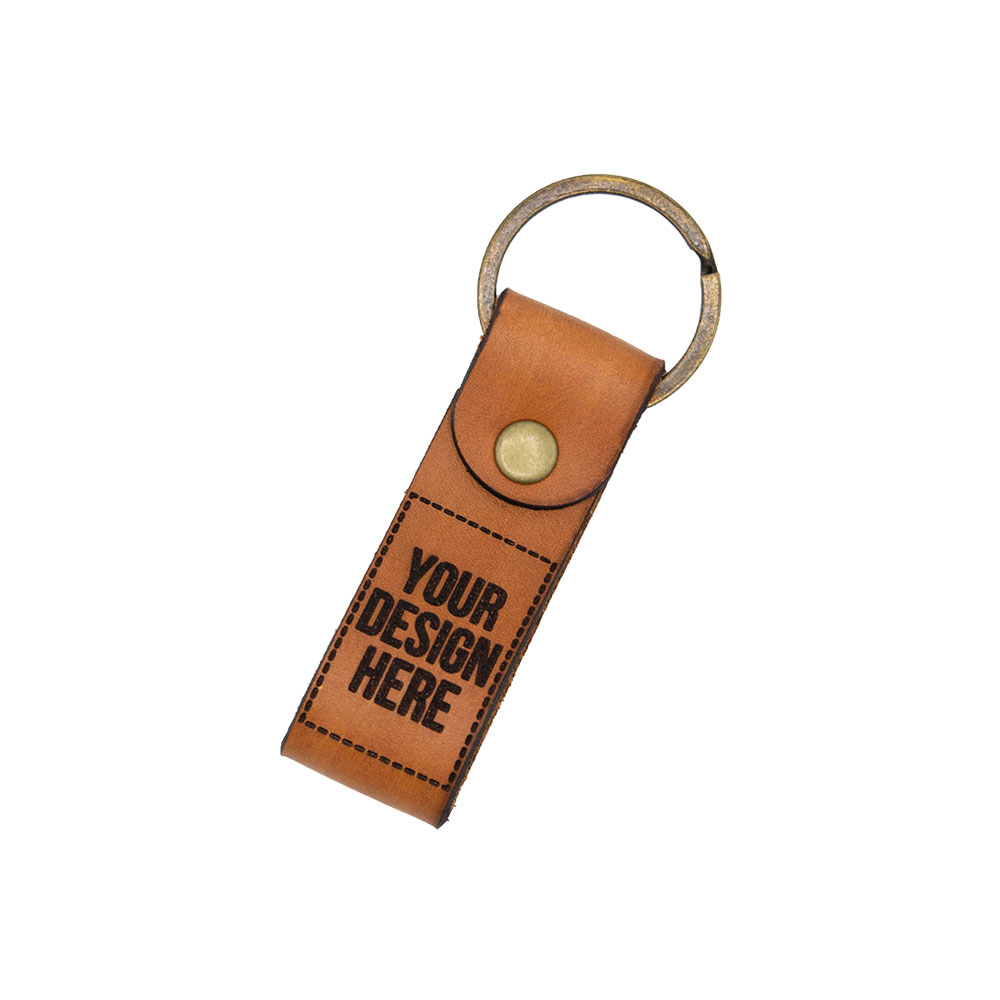 Custom Leather Keychain London Tan