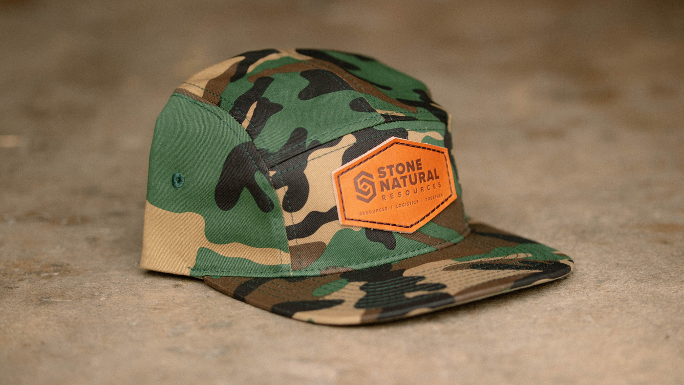 Camo Camp Hat with Leather Patch