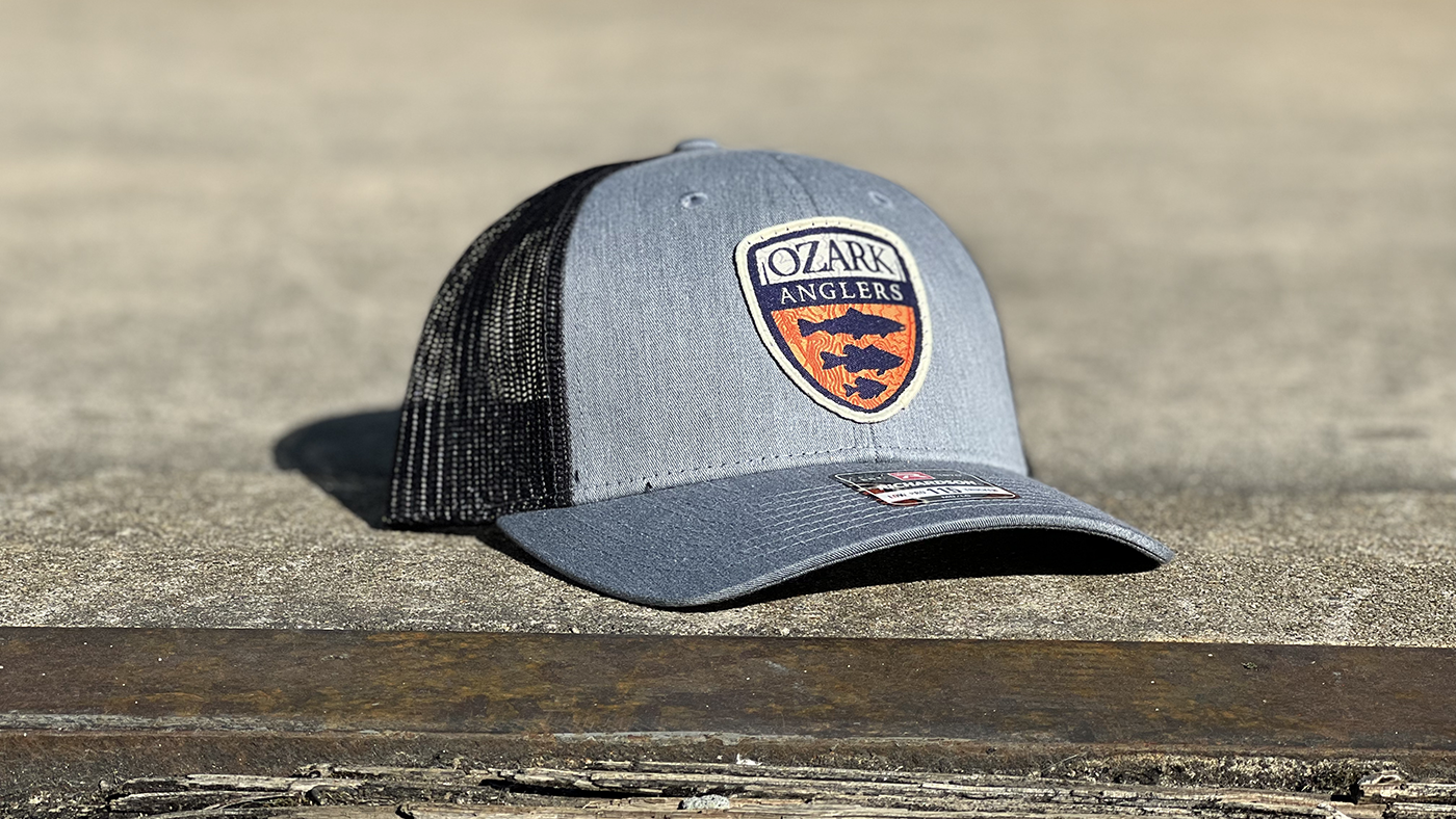 Custom curved visor hat for Ozark Anglers supply