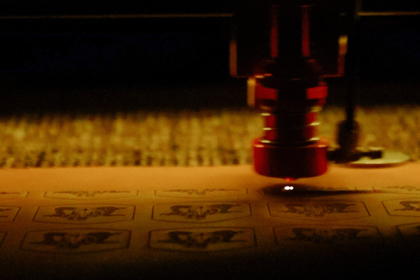 Cutting Laser Engraved Leather Patch Cutting Laser Engraved Leather Patch