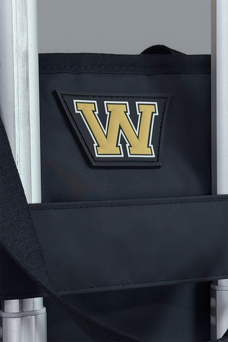 Large Tote Bag Custom Pvc Patch On Luggage Handle Close Up