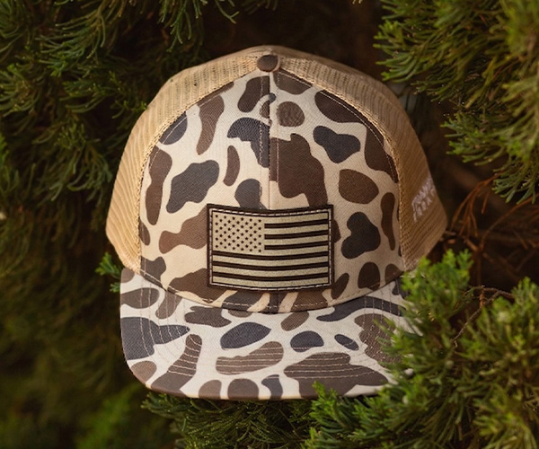 Custom Gold Flag Leatherette Patch Hat With Corporate Embroidery Custom Gold Flag Leatherette Patch Hat With Corporate Embroidery