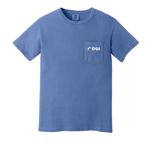 6030 Comfort Colors Silicone Applique Custom Company Logo Decorated Pocket Tees