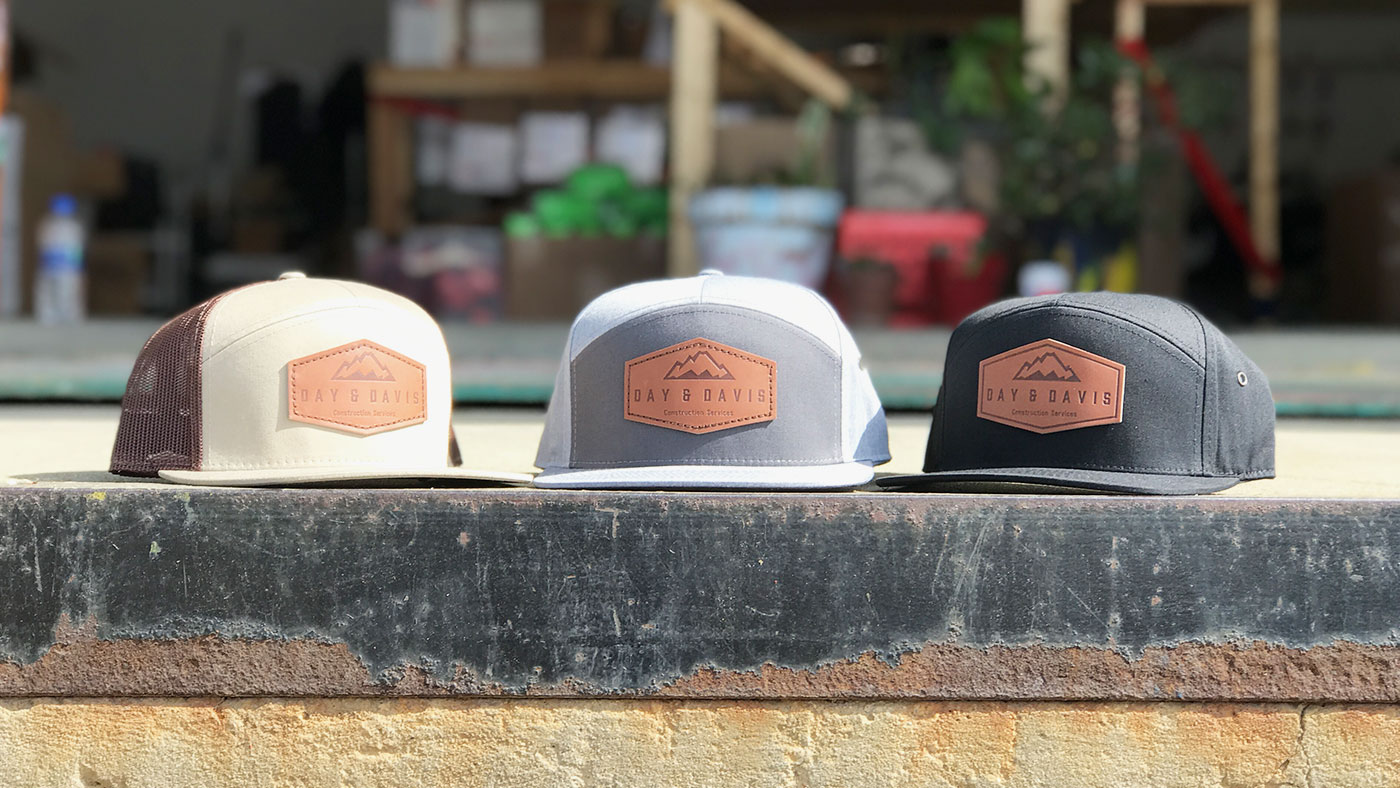 7 Panel Leather Patch Hat Multiple colorway 7 panel caps with leather patches