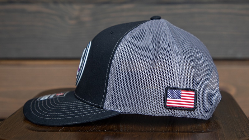 American Flag Patch On Richardson 112 Trucker HAT Distressed trucker hat with custom BBQ patch