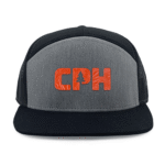 Heather Grey and Black Richardson 168 7 Panel Trucker