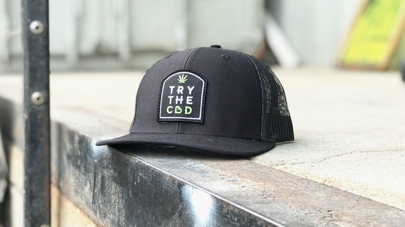 Low Profile Leather Patch Hat All Black custom cap for CBD company
