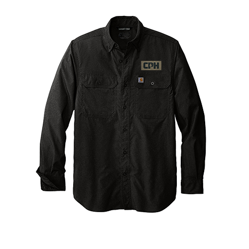CT105291 Carhartt Force Long Sleeve Custom Work Shirt Direct Embroidered With Flat Woven Label