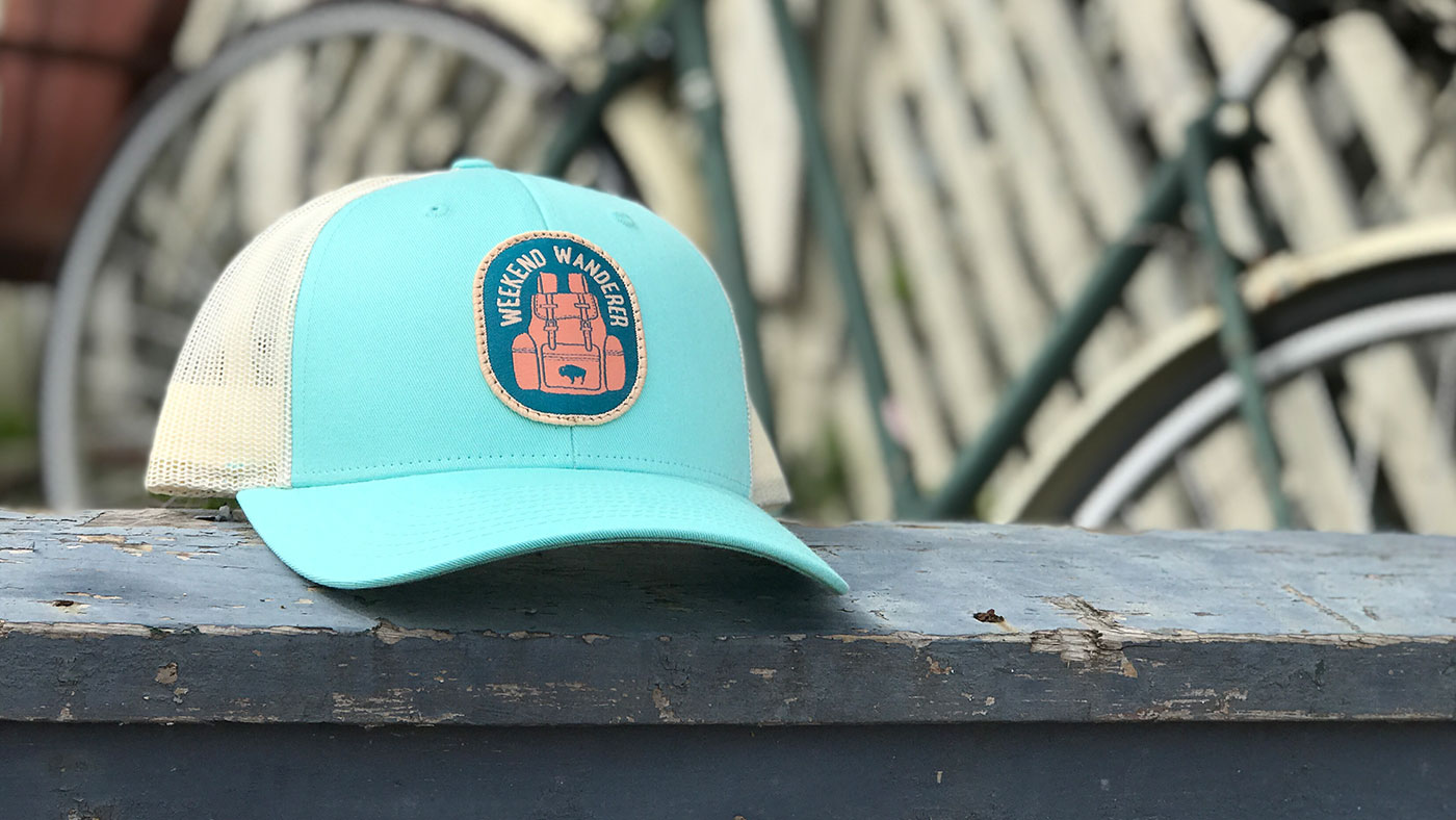Custom Camping Hats Wanderlust cap hat bike ride