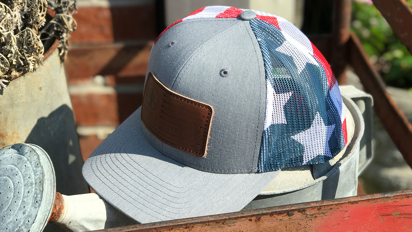 Custom Mesh Printed Hats Patriotic July 4th leather 2 x 3 Patch hat
