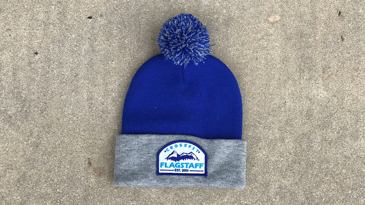 Custom Pom Pom Beanie Cap Custom pom beanie with matching logo patch design