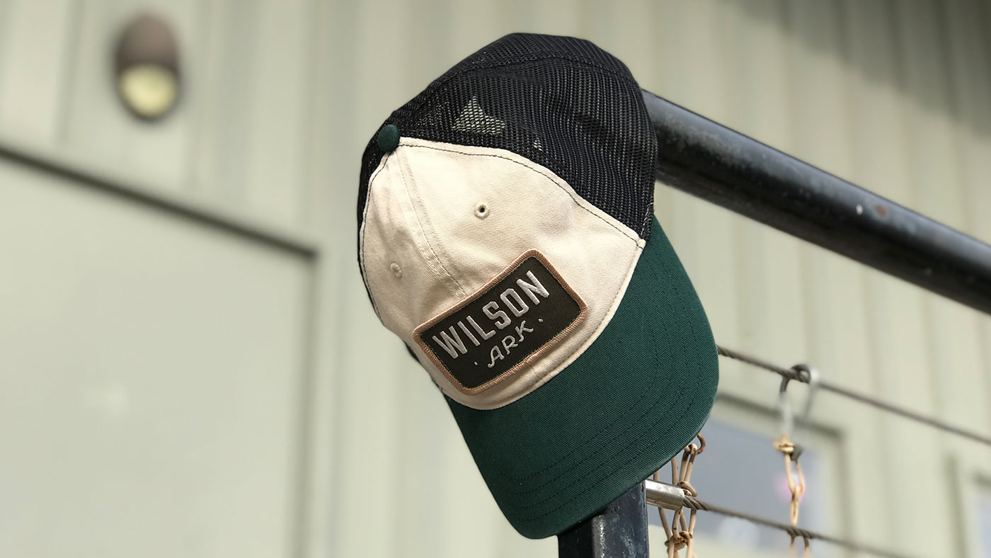 WILSON Ark custom embroidered logo on unstructured trucker 