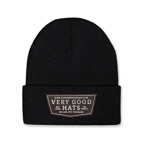Custom SP12 Sportsman Black Beanie With PVC Rubber Logo Sample