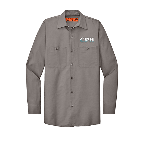 Custom SP14 Red Kap Industrial Work Shirt With Custom Silicone Text Logo