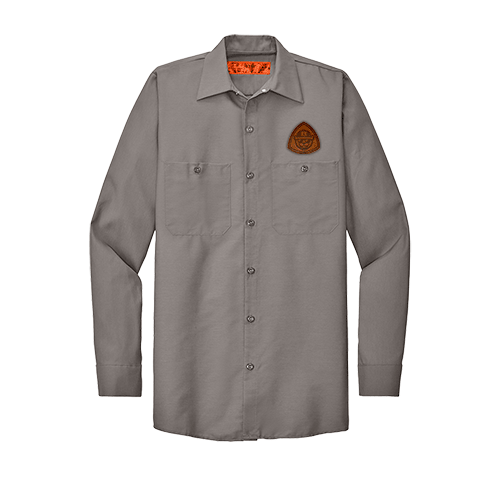 Custom SP14 Red Kap Industrial Work Shirt With Leather Patch
