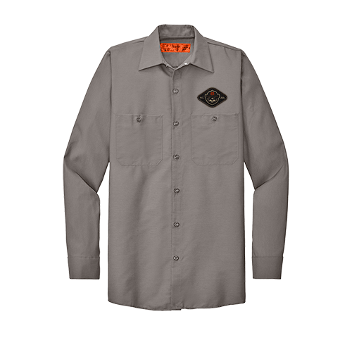 Custom SP14 Red Kap Industrial Work Shirt With Woven Fabric Patch