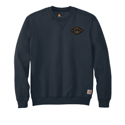 Custom Crewneck Sweatshirt Featuring A Woven Patch Logo On The Carhartt CTK124