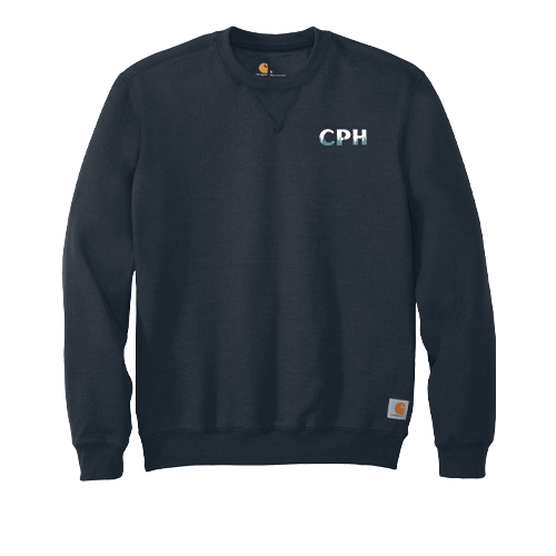 Custom Crewneck Sweatshirt With A Raised Silicone Appliqué Logo On The Carhartt CTK124