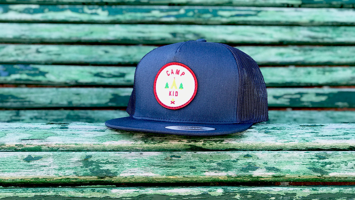 Embroidered Patch Hat youth navy trucker with custom patch