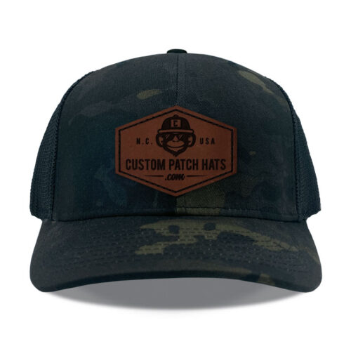 FF6511 Multicam Black Throwback Leather Patch hat