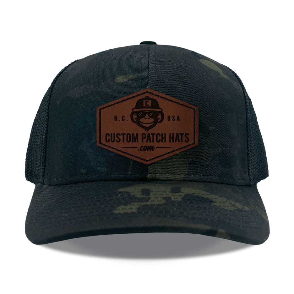 FF6511 Multicam Black Throwback Leather Patch hat