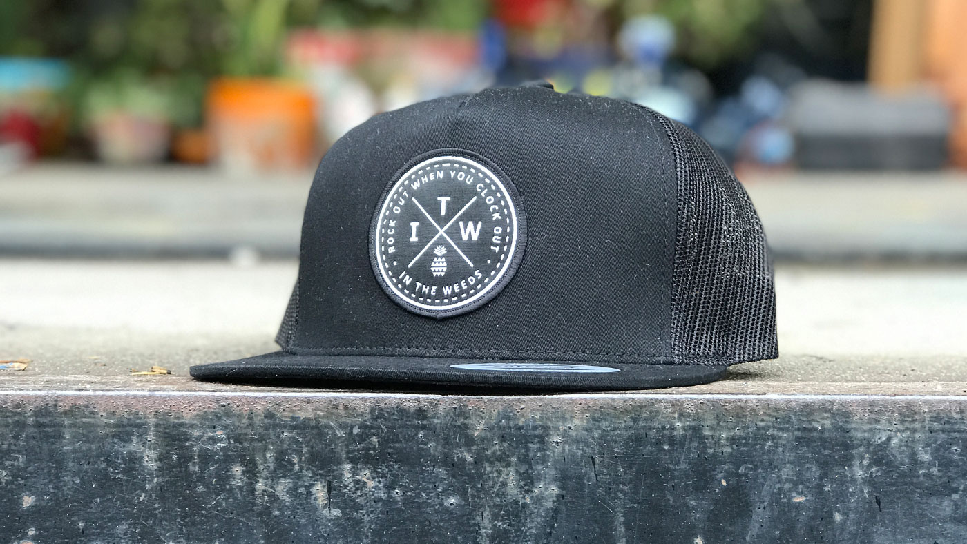 Flatbill Patch Hat Black and white customized yupoong flatbill