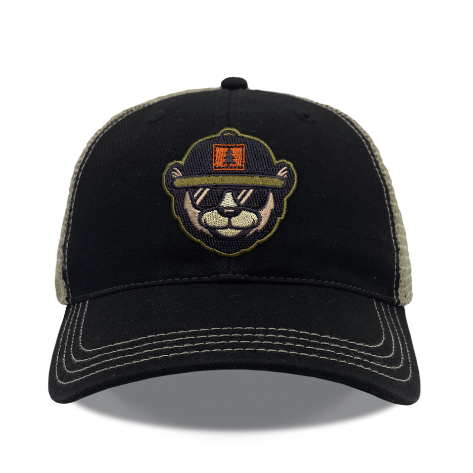 R111 Black Khaki Emb Diecut Emb Hat