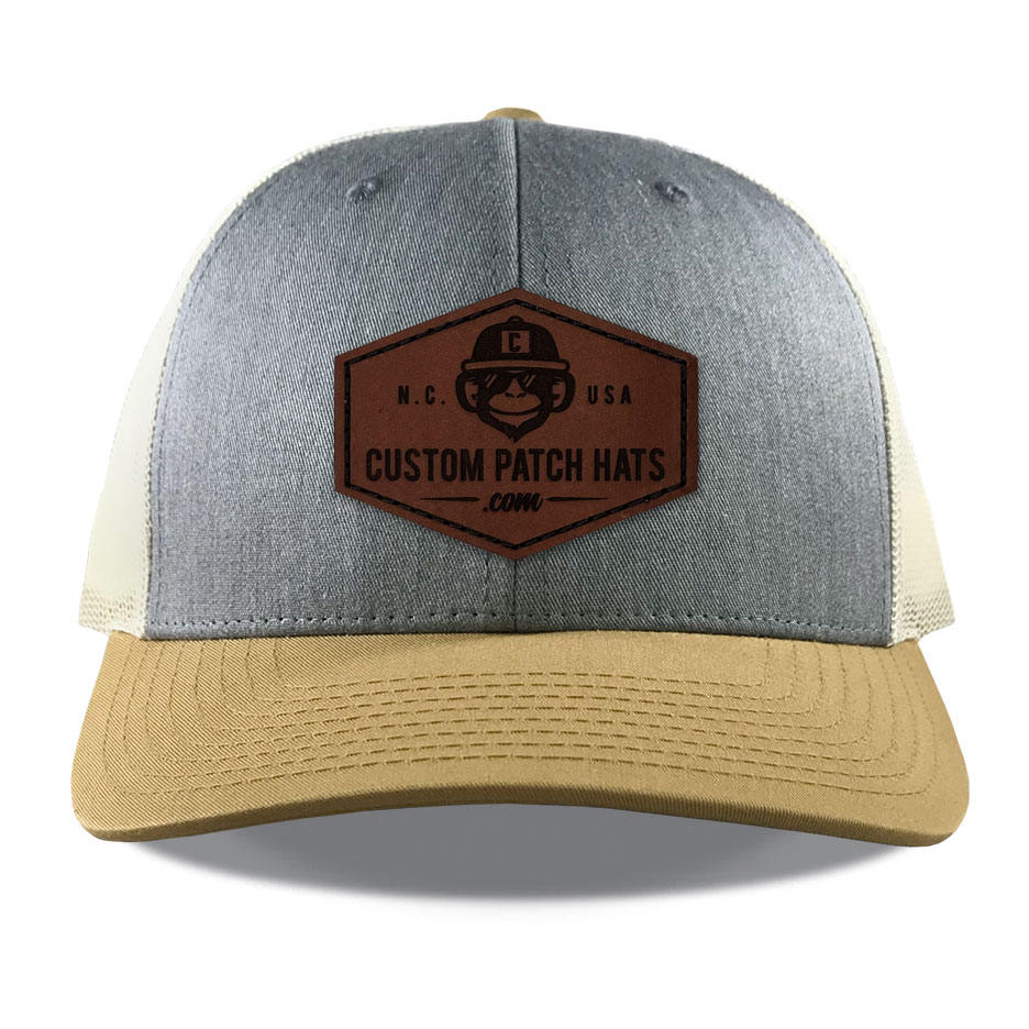 R115 Heather Birch Gold Throwback Leather Patch hat