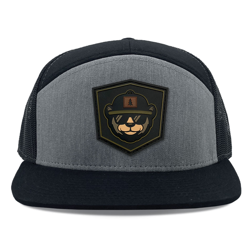 R168 Heather Grey Black Pvc Hat