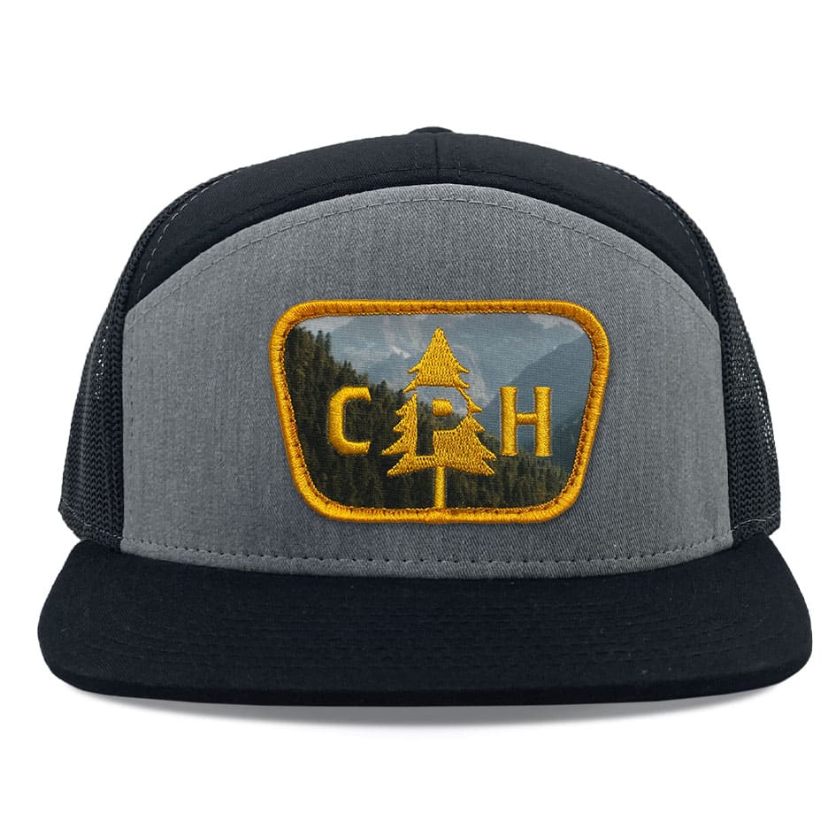 R168 Heather Grey Black Sub Emb Hat