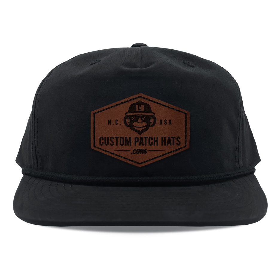 R256 Black Throwback Leather Patch hat